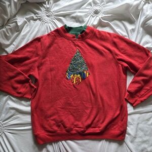 Natural Reflections embroidered Christmas Tree sweater size Large